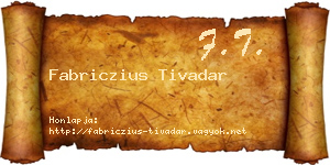 Fabriczius Tivadar névjegykártya